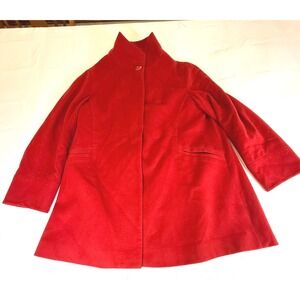 Katherine Kelly Womens Red 100% Chasmere Funnel Neck Swing Coat Size 10